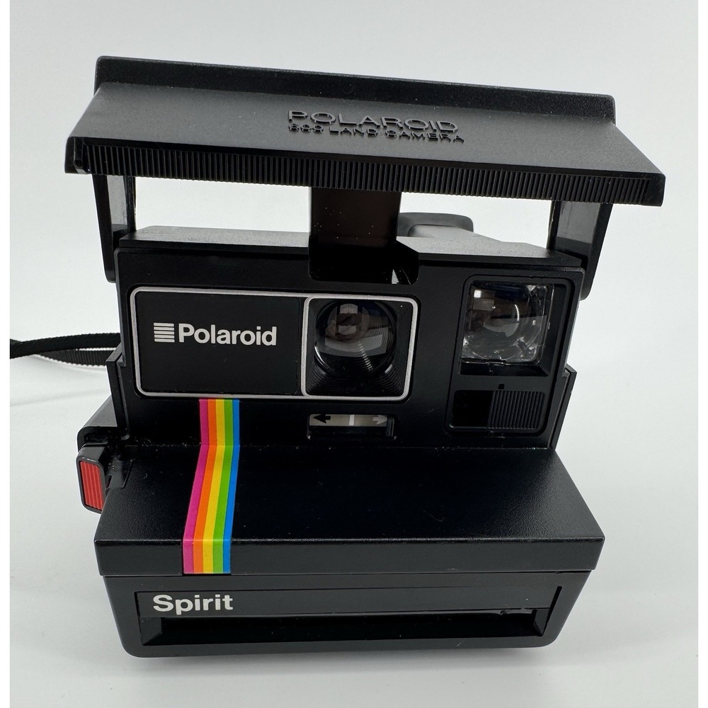 Vintage Polaroid Camera Spirit One Step 600 Land Black Instant Rainbow Stripe